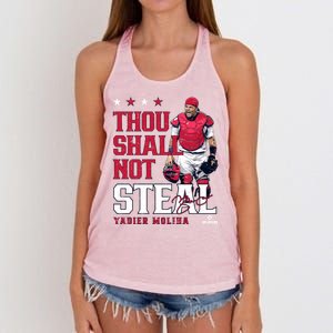 Thou Shall Not Steal Yadier Molina St Louis Women's Knotted Racerback Tank