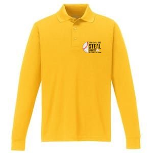 Thou Shall Not Steal Unless You Beat Throw Baseball Lover Performance Long Sleeve Polo