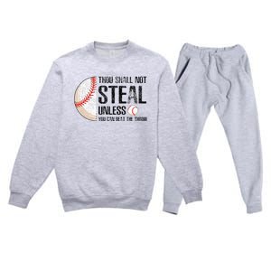 Thou Shall Not Steal Unless You Beat Throw Baseball Lover Premium Crewneck Sweatsuit Set