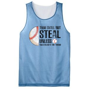 Thou Shall Not Steal Unless You Beat Throw Baseball Lover Mesh Reversible Basketball Jersey Tank