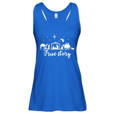 True Story Nativity Christmas Funny Gift Jesus Christ Mom Funny Gift Ladies Essential Flowy Tank