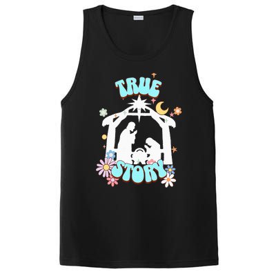 True Story Nativity Groovy Christmas Baby Jesus Manger PosiCharge Competitor Tank