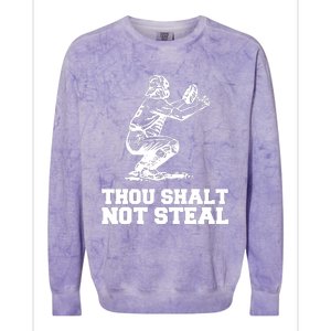 Thou Shalt Not Steal Baseball Catcher Joke Colorblast Crewneck Sweatshirt