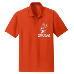 Thou Shalt Not Steal Baseball Catcher Joke Dry Zone Grid Polo