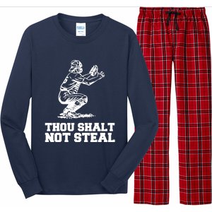 Thou Shalt Not Steal Baseball Catcher Joke Long Sleeve Pajama Set