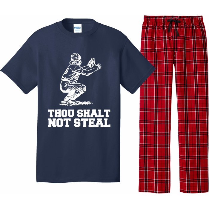 Thou Shalt Not Steal Baseball Catcher Joke Pajama Set