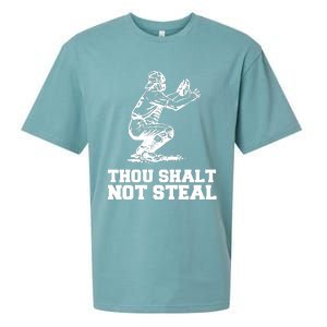 Thou Shalt Not Steal Baseball Catcher Joke Sueded Cloud Jersey T-Shirt