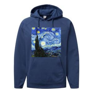 The Starry Night By Vincent Van Gogh Performance Fleece Hoodie