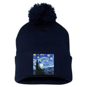 The Starry Night By Vincent Van Gogh Pom Pom 12in Knit Beanie