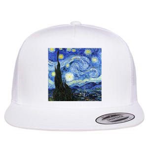 The Starry Night By Vincent Van Gogh Flat Bill Trucker Hat