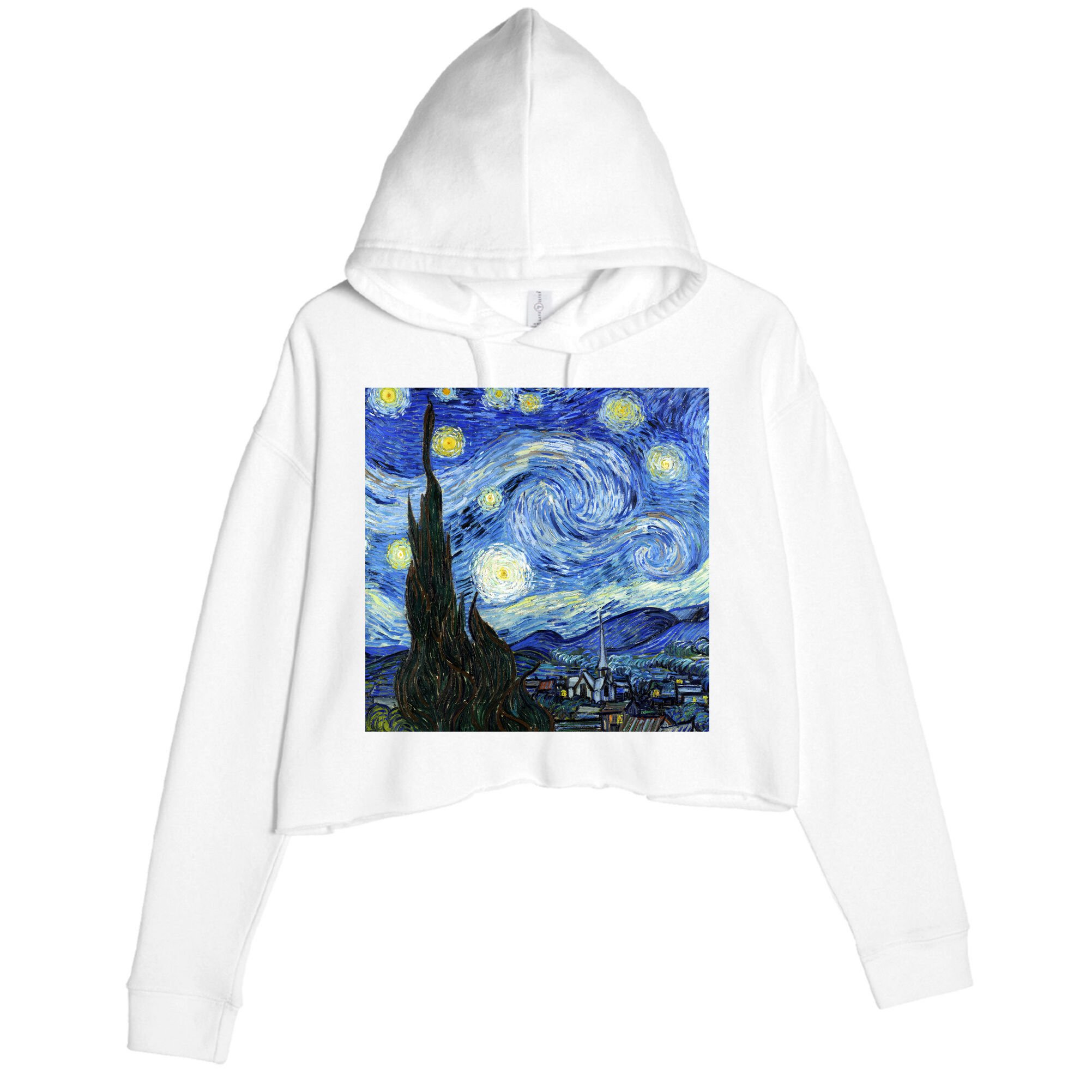 The Starry Night By Vincent Van Gogh Crop Fleece Hoodie