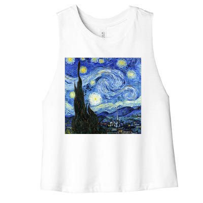 The Starry Night By Vincent Van Gogh Women's Racerback Cropped Tank