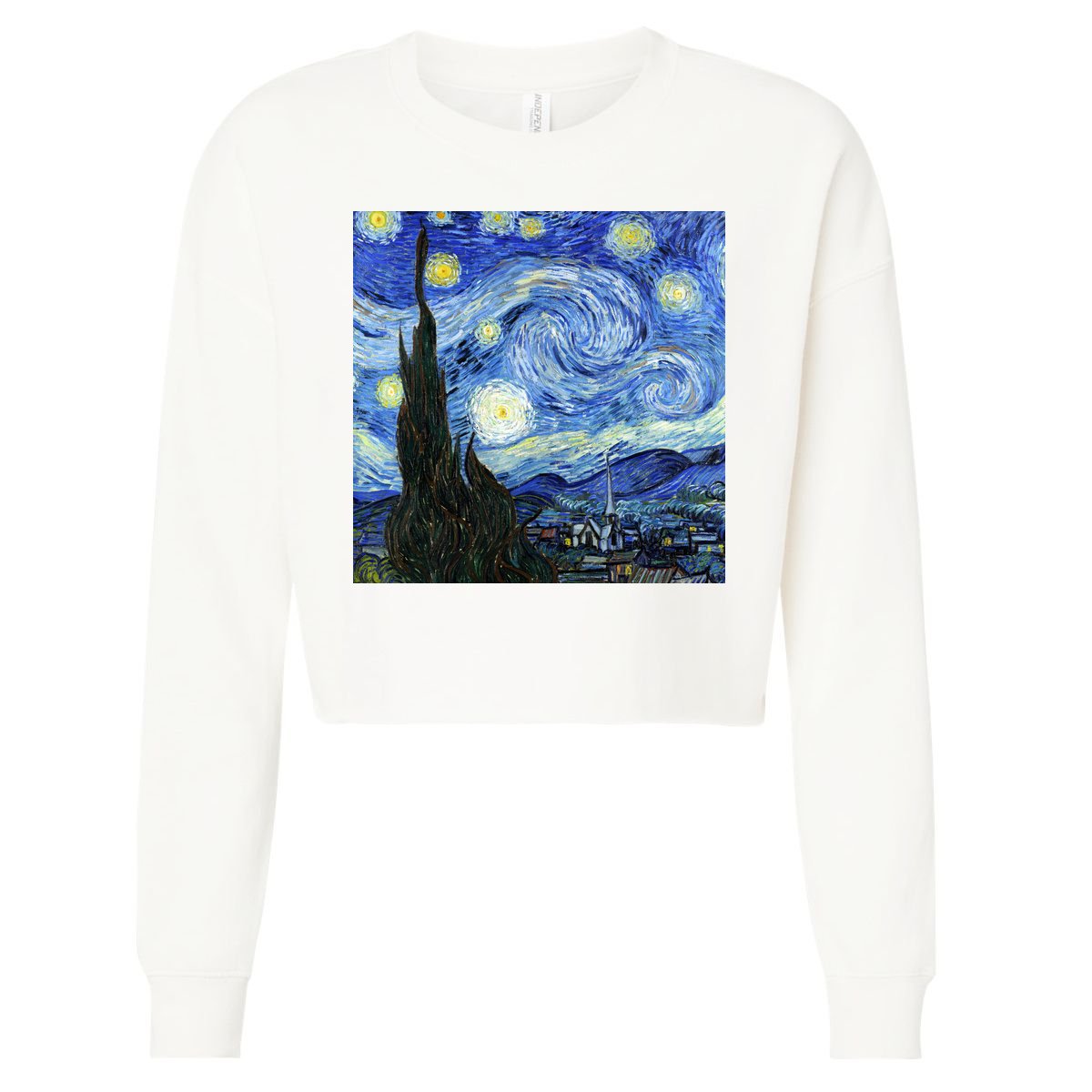 The Starry Night By Vincent Van Gogh Cropped Pullover Crew