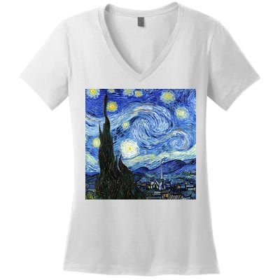 The Starry Night By Vincent Van Gogh Women's V-Neck T-Shirt