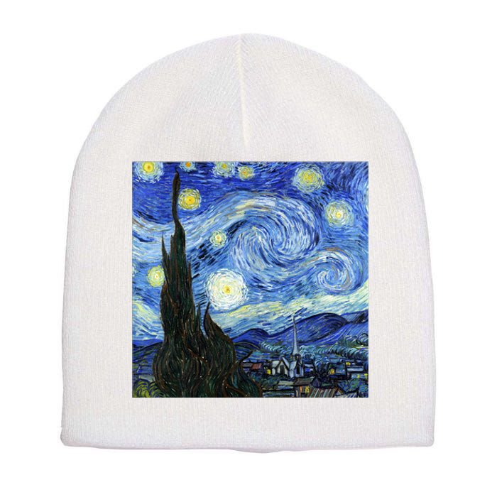 The Starry Night By Vincent Van Gogh Short Acrylic Beanie