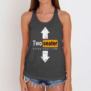 Two Seater Naughty Dirty Adult Humor Women's Knotted Racerback Tank