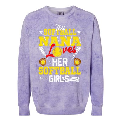 This Softball Nana Loves Her Softball Matching Family Colorblast Crewneck Sweatshirt