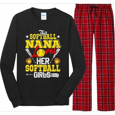 This Softball Nana Loves Her Softball Matching Family Long Sleeve Pajama Set