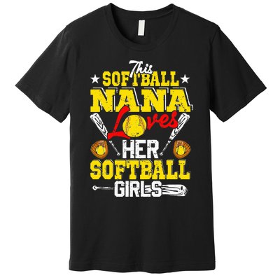 This Softball Nana Loves Her Softball Matching Family Premium T-Shirt