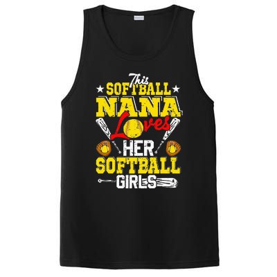 This Softball Nana Loves Her Softball Matching Family PosiCharge Competitor Tank