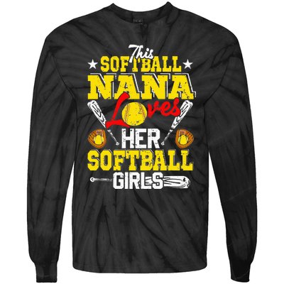 This Softball Nana Loves Her Softball Matching Family Tie-Dye Long Sleeve Shirt