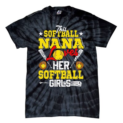 This Softball Nana Loves Her Softball Matching Family Tie-Dye T-Shirt