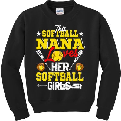 This Softball Nana Loves Her Softball Matching Family Kids Sweatshirt