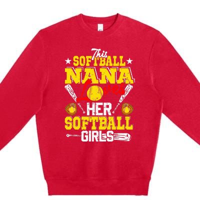 This Softball Nana Loves Her Softball Matching Family Premium Crewneck Sweatshirt