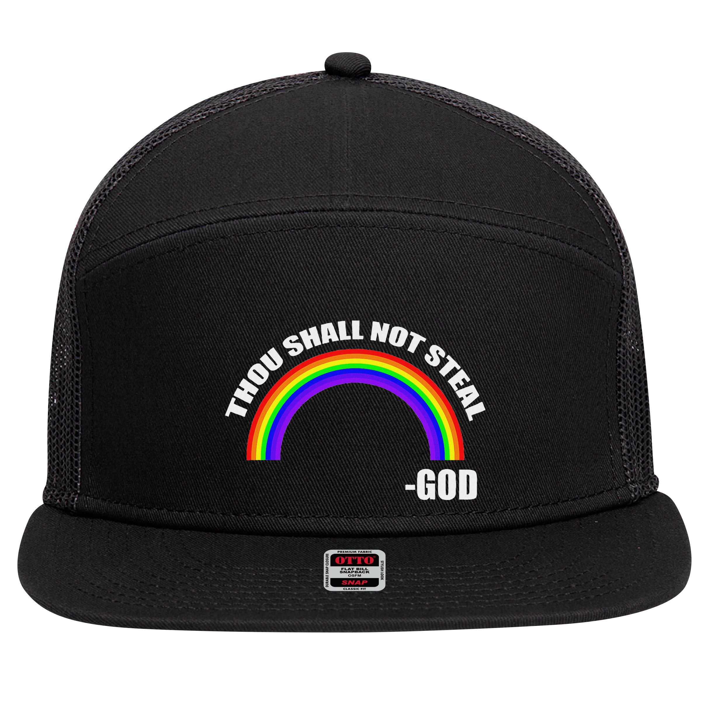 Thou Shall Not Steal GodS Rainbow 7 Panel Mesh Trucker Snapback Hat