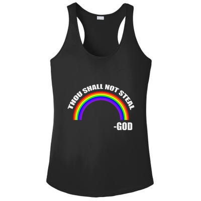 Thou Shall Not Steal GodS Rainbow Ladies PosiCharge Competitor Racerback Tank