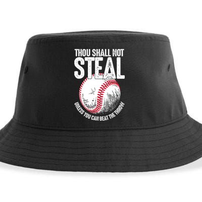 Thou Shall Not Steal Unless You Can Beat The Throw Baseball Sustainable Bucket Hat