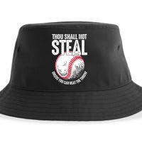 Thou Shall Not Steal Unless You Can Beat The Throw Baseball Sustainable Bucket Hat