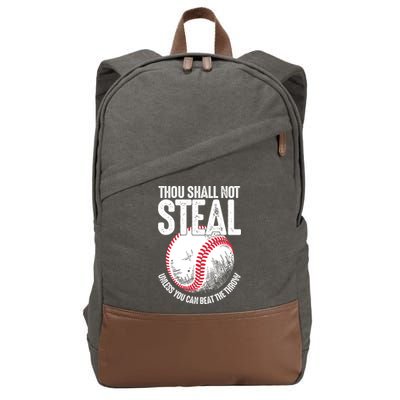 Thou Shall Not Steal Unless You Can Beat The Throw Baseball Cotton Canvas Backpack