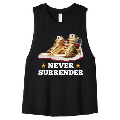 Trump Sneakers Never Surrender Women's Racerback Cropped Tank