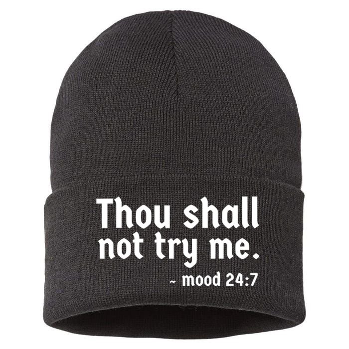 Thou Shall Not Try Me Women Cute Funny Sustainable Knit Beanie