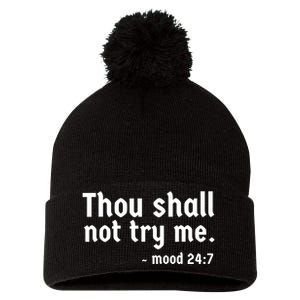 Thou Shall Not Try Me Women Cute Funny Pom Pom 12in Knit Beanie