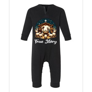 True Story Nativity Christmas Baby God Jesus Christian Infant Fleece One Piece