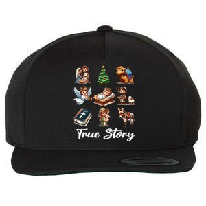 True Story Nativity Christmas Baby Jesus Religious Christian Wool Snapback Cap