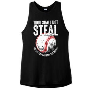 Thou Shall Not Steal Unless You Can Beat The Throw Baseball Ladies PosiCharge Tri-Blend Wicking Tank