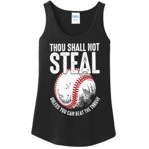 Thou Shall Not Steal Unless You Can Beat The Throw Baseball Ladies Essential Tank