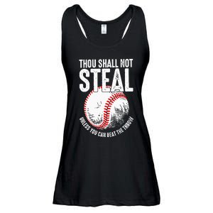 Thou Shall Not Steal Unless You Can Beat The Throw Baseball Ladies Essential Flowy Tank