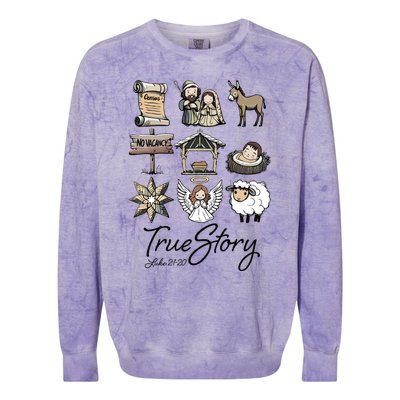 True Story Nativity Christmas Jesus Faith Based Christmas Colorblast Crewneck Sweatshirt