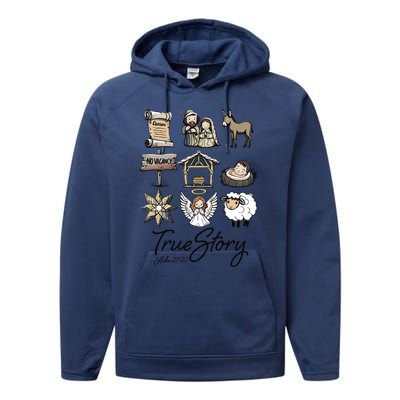 True Story Nativity Christmas Jesus Faith Based Christmas Performance Fleece Hoodie