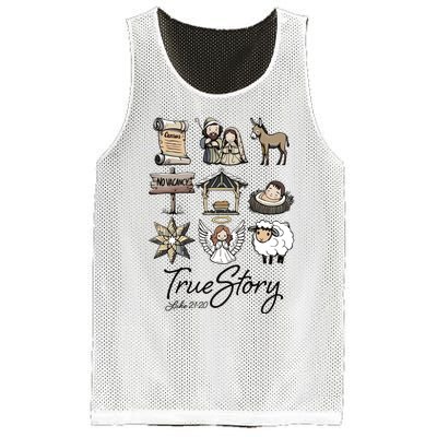 True Story Nativity Christmas Jesus Faith Based Christmas Mesh Reversible Basketball Jersey Tank