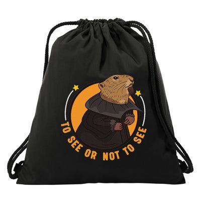 To See Or Not To See Funny Woodchuck Groundhog Day Drawstring Bag