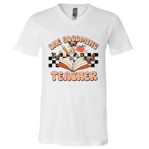 Teacher Spring One Blooming Teacher Flower Teacher's Day V-Neck T-Shirt