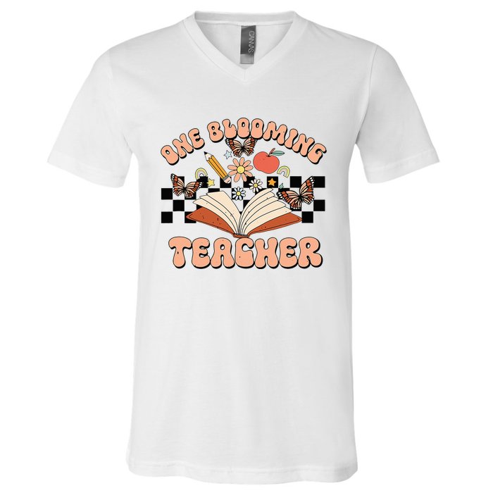 Teacher Spring One Blooming Teacher Flower Teacher's Day V-Neck T-Shirt