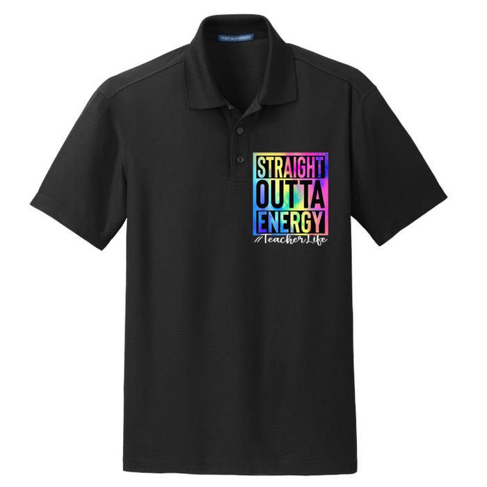 Teacher Straight Outta Energy Teacher Life Tie Dye Dry Zone Grid Polo