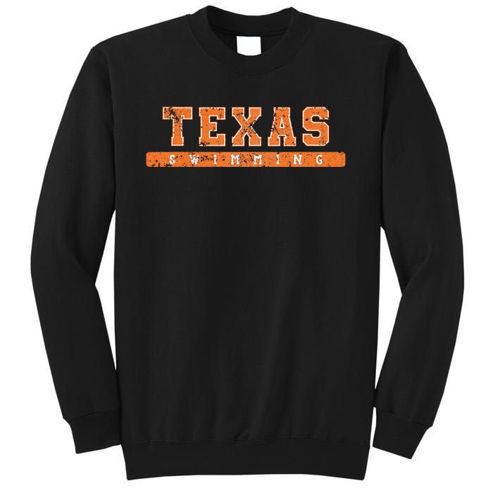 Texas Swimming Orange Vintage Text Tall Sweatshirt