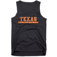 Texas Swimming Orange Vintage Text Tank Top